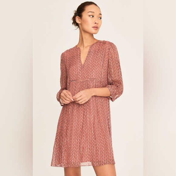 ba&sh “WILL” Framboise Metallic Paisley Mini Dress Size US 4 (FR 1) - Picture 1 of 12